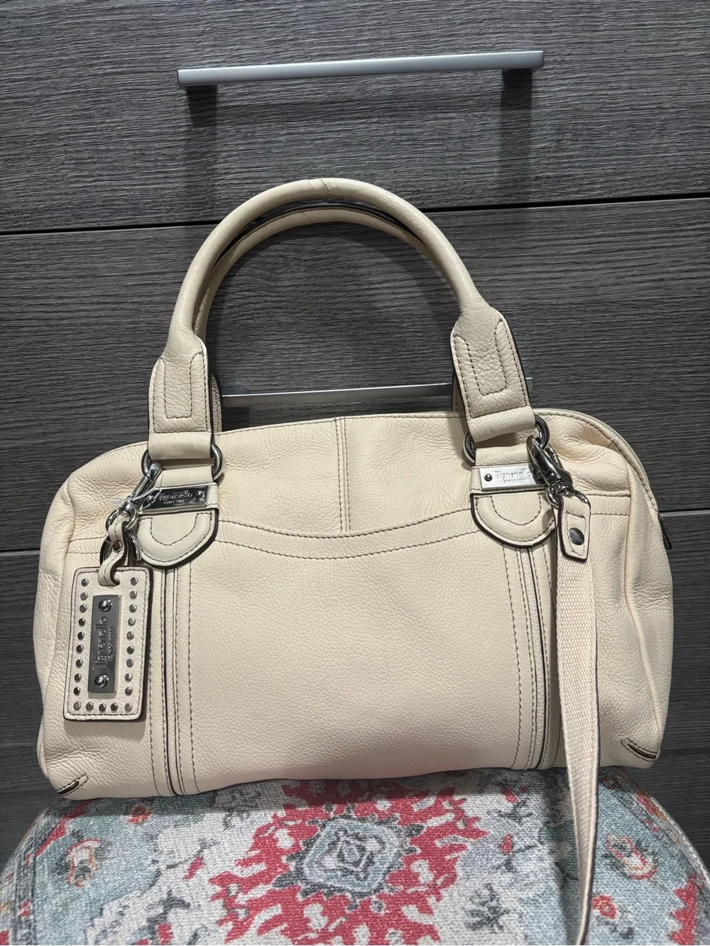 Tignanello Cream Leather Satchel